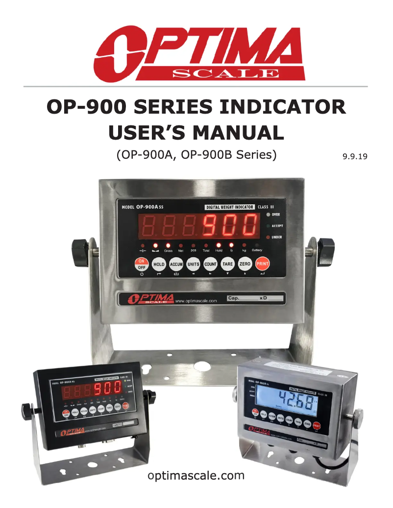Page n°1 - Manuel utilisateur Optima Scale OP-915BT
