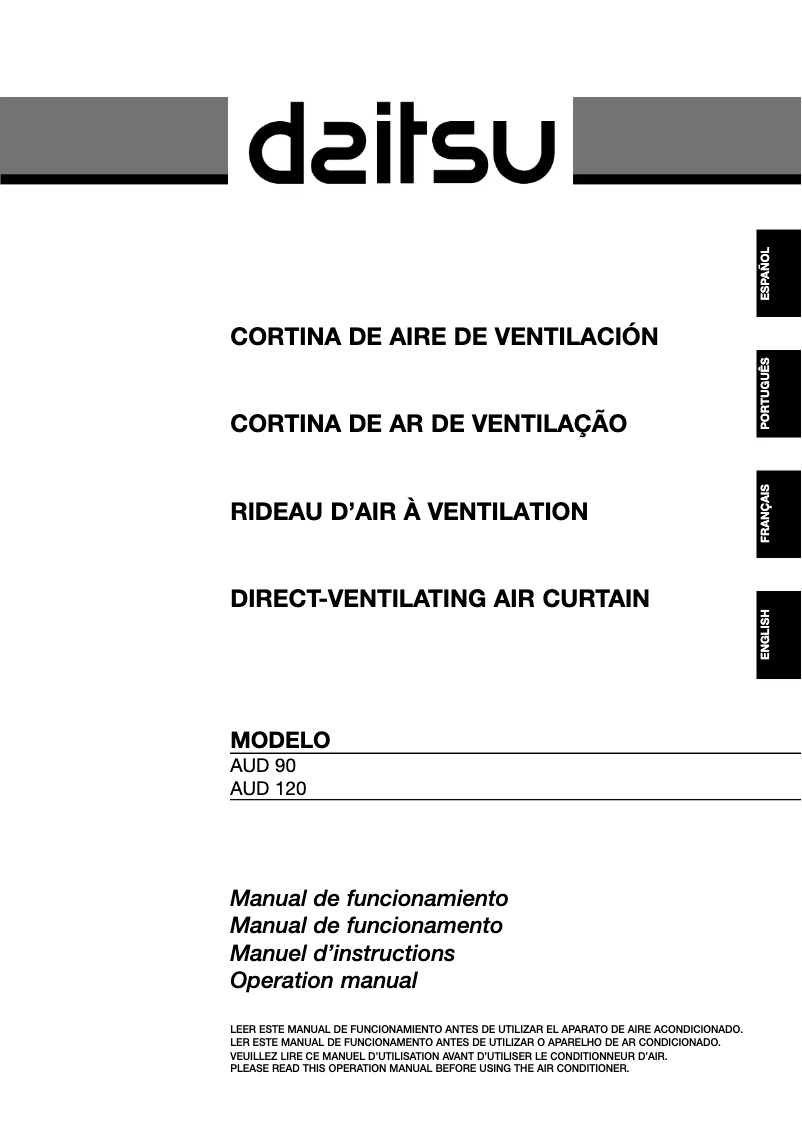 Page 1 de la notice Manuel utilisateur Daitsu AUD 90