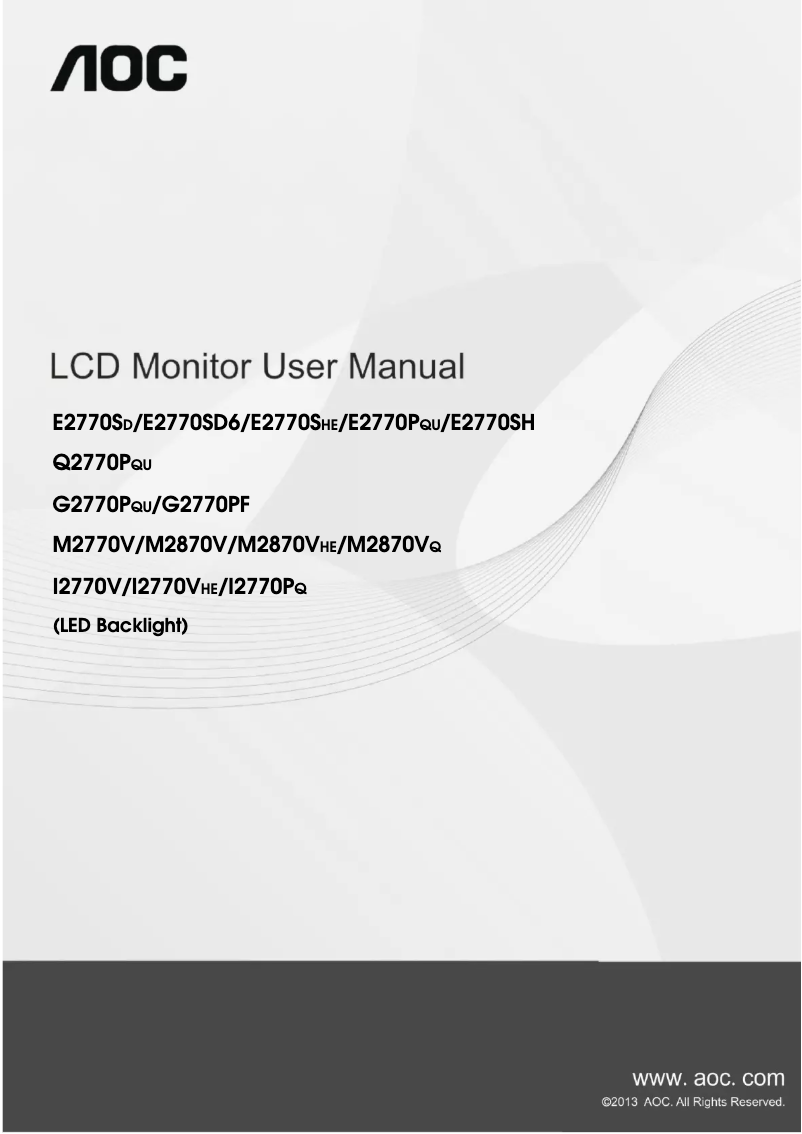 Page 1 de la notice Manuel utilisateur AOC G2590PX