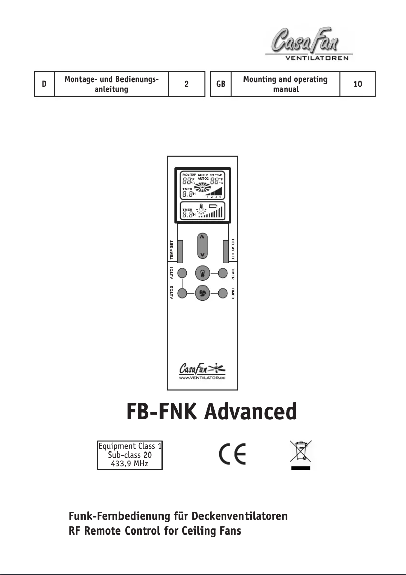 Page 1 de la notice Manuel utilisateur CasaFan FB-FNK Advanced