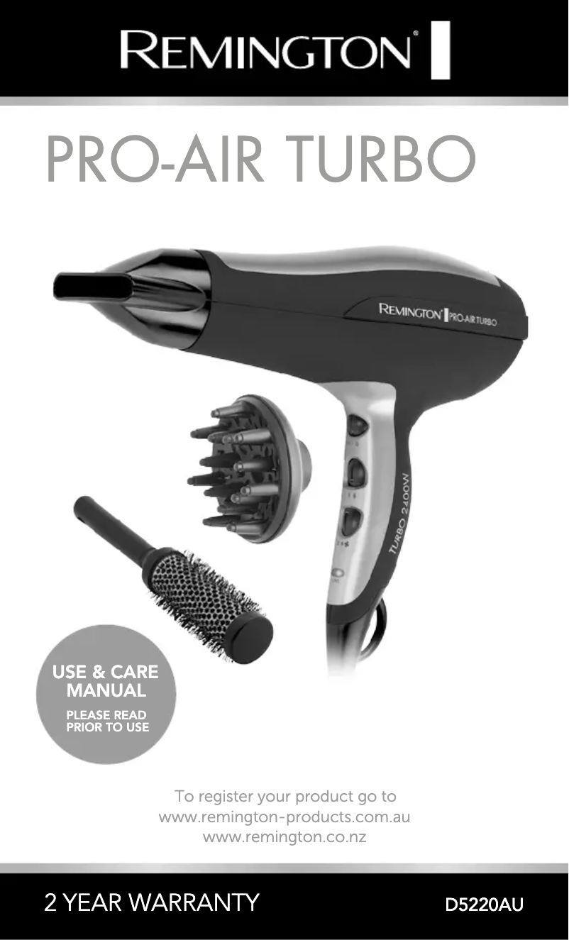 Image de la première page du manuel de l'appareil Pro-Air Turbo D5220AU