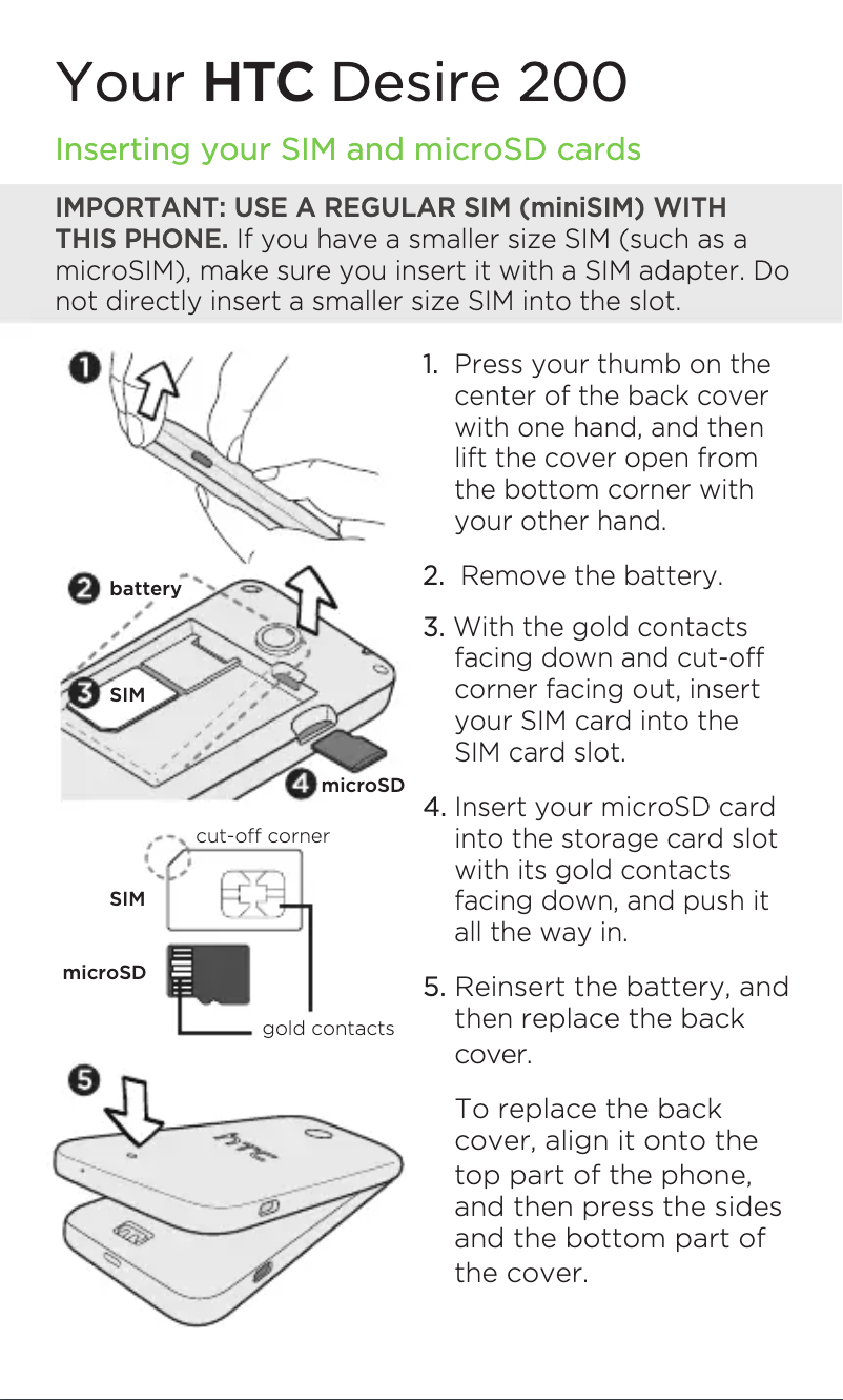 Page 1 de la notice Manuel utilisateur HTC Desire 200