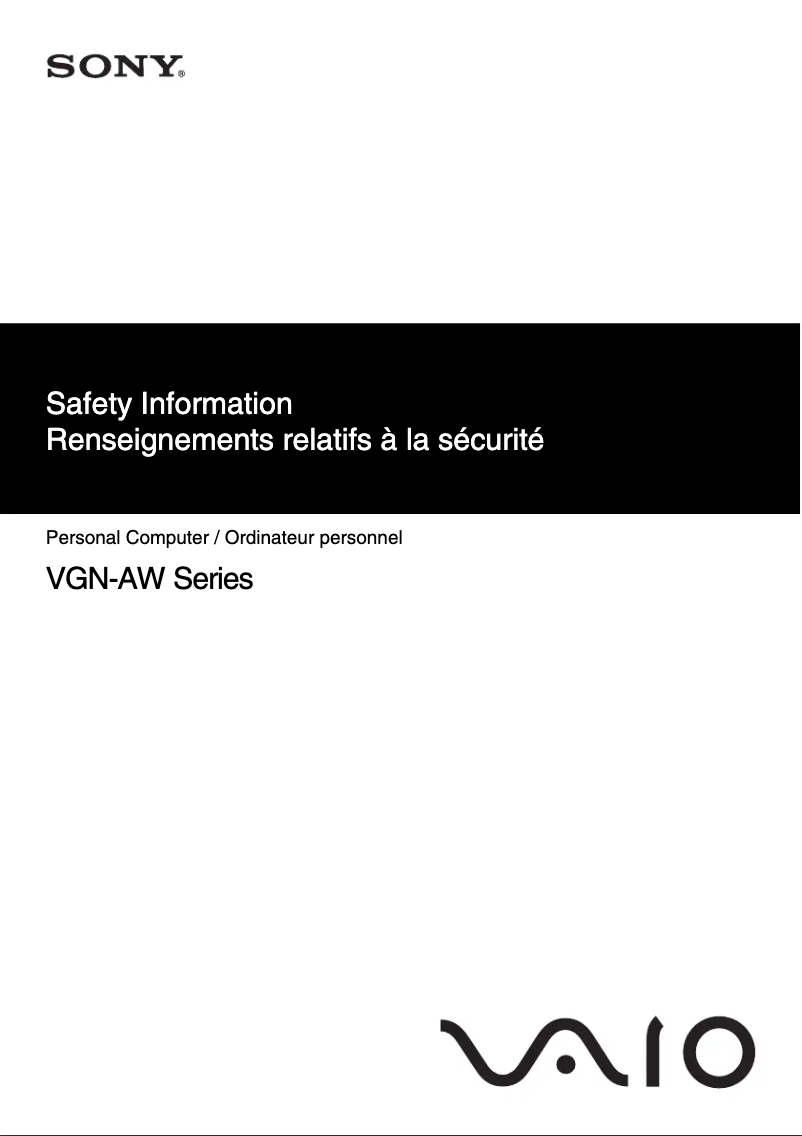 Page n°1 - Instructions de sécurité Sony Vaio VGN-AW335J