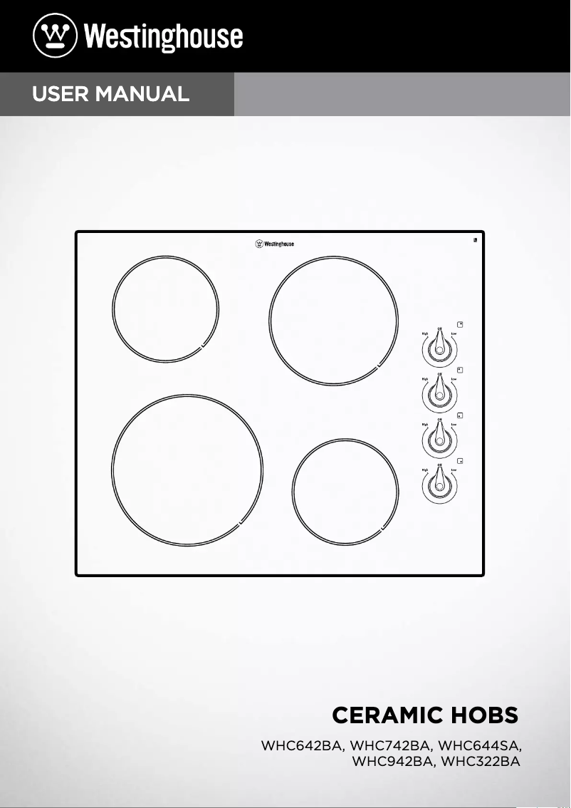 Page n°1 - Manuel utilisateur Westinghouse WHC742BA
