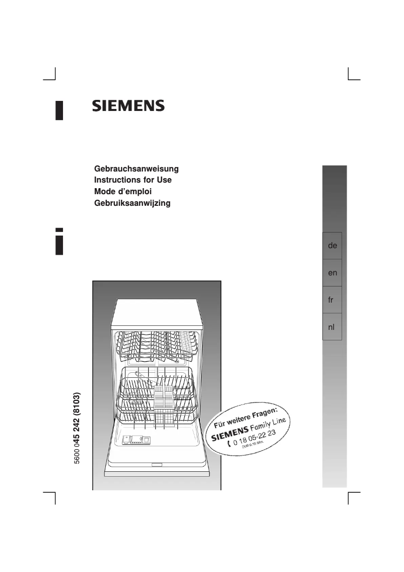 Page n°1 - Manuel utilisateur Siemens SE54A460