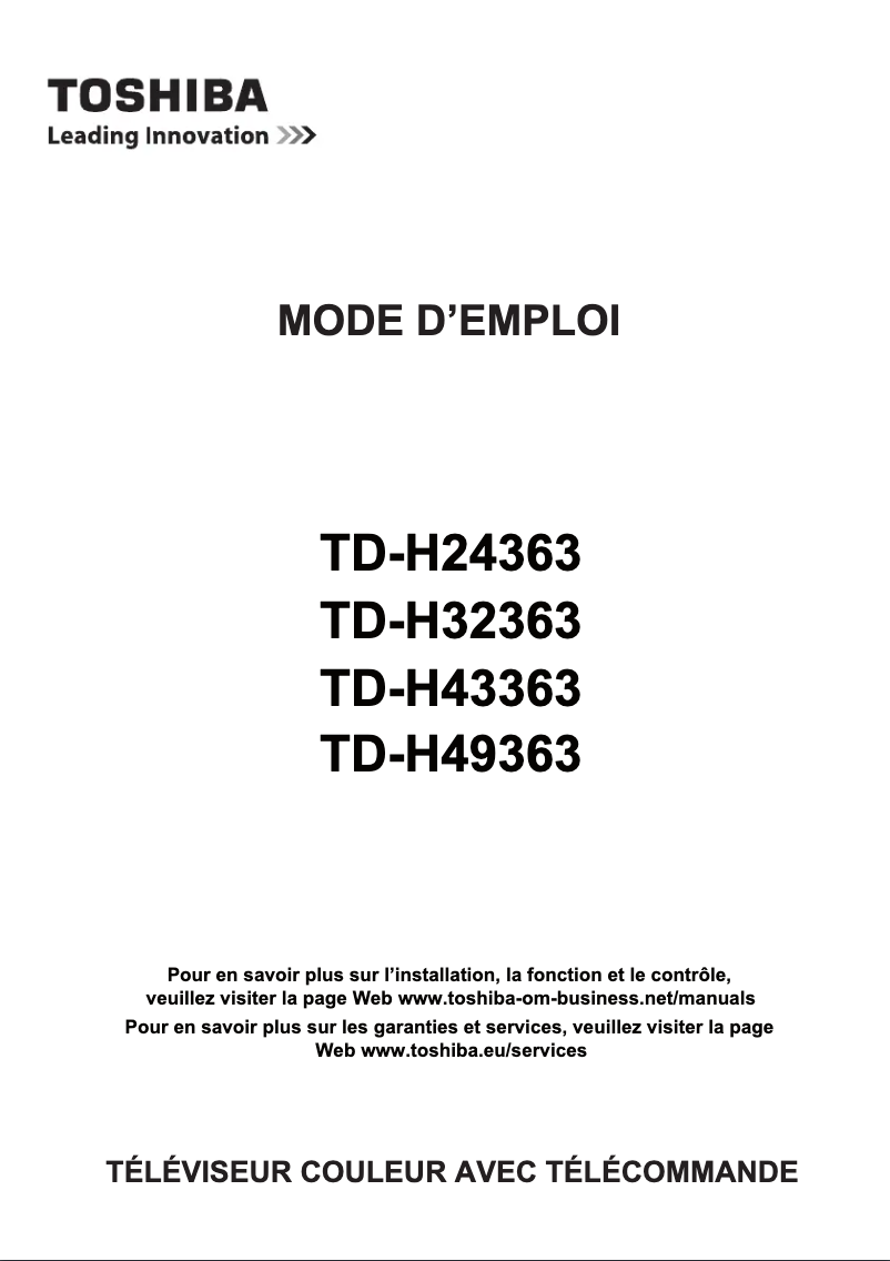 Page 1 de la notice Manuel utilisateur Toshiba TD-H49363G