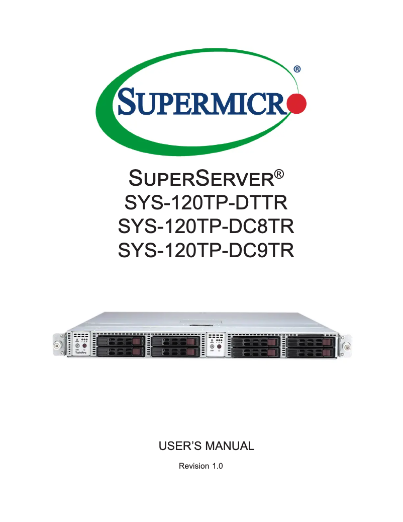 Image de la première page du manuel de l'appareil SuperServer SYS-120TP-DC9TR