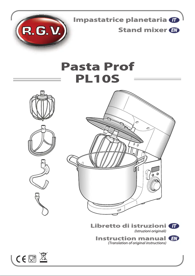 Page 1 de la notice Manuel utilisateur RGV Pasta Prof PL10S