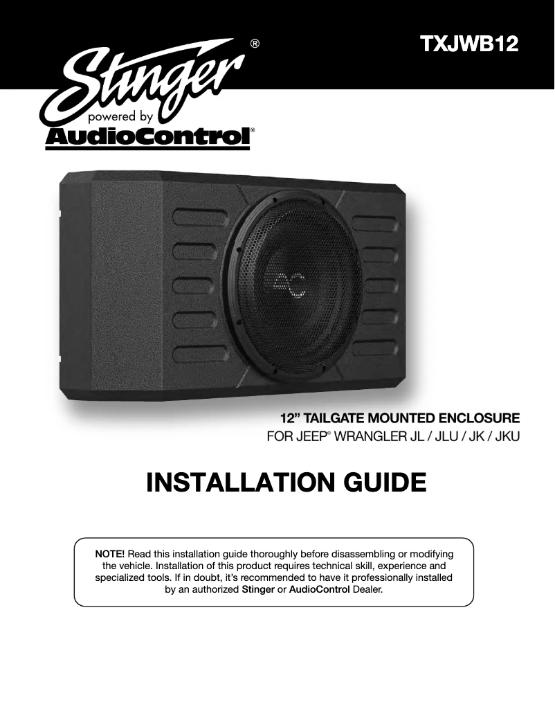 Page n°1 - Manuel utilisateur Stinger TXJWB12