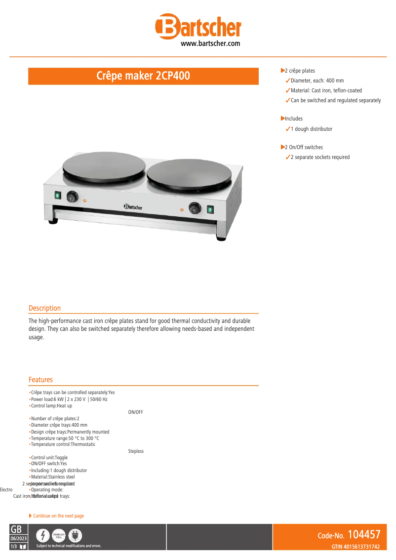 Image de la première page du manuel de l'appareil 2CP400