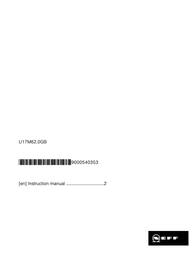 Page 1 de la notice Manuel utilisateur Neff U17M62N0GB