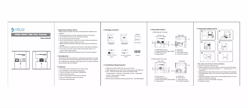 Page n°1 - Manuel utilisateur HELGI HLG0383W