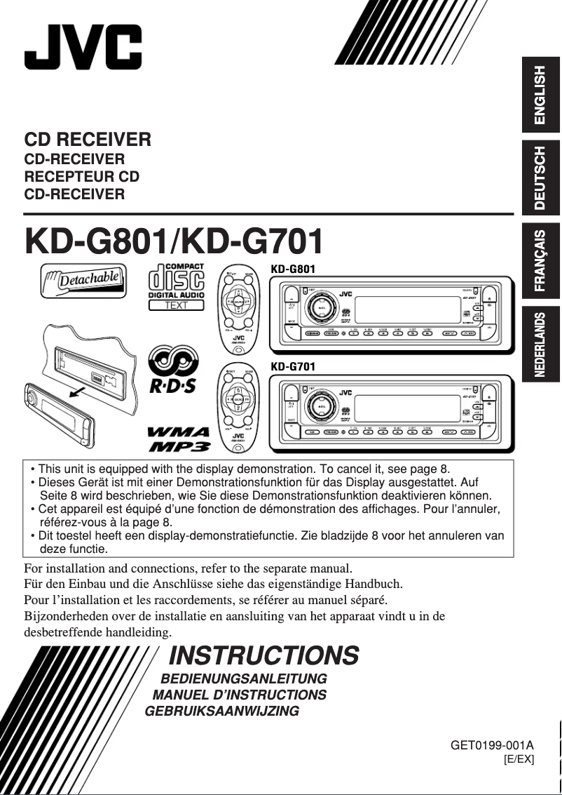 Page 1 de la notice Manuel utilisateur JVC KD-G801