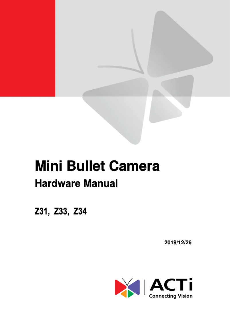 Page n°1 - Manuel utilisateur ACTi Z31