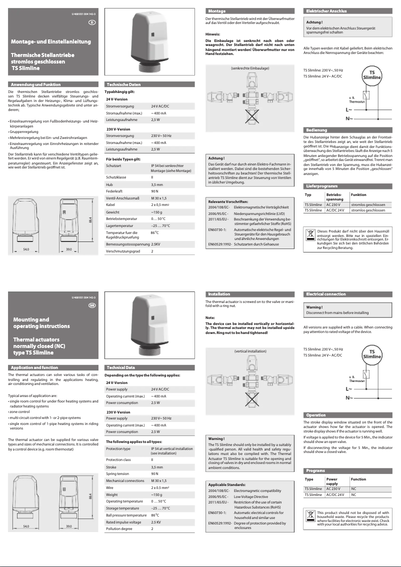 Image de la première page du manuel de l'appareil TS Slimline