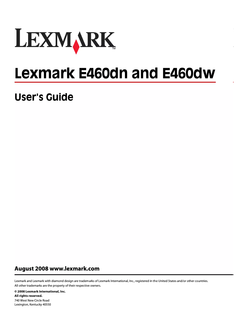 Página 1 del manual Manual de usuario Lexmark E460dw