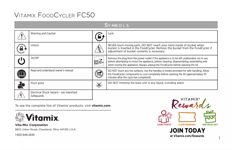 Page 1 de la notice Manuel utilisateur Vitamix FoodCyCler FC50