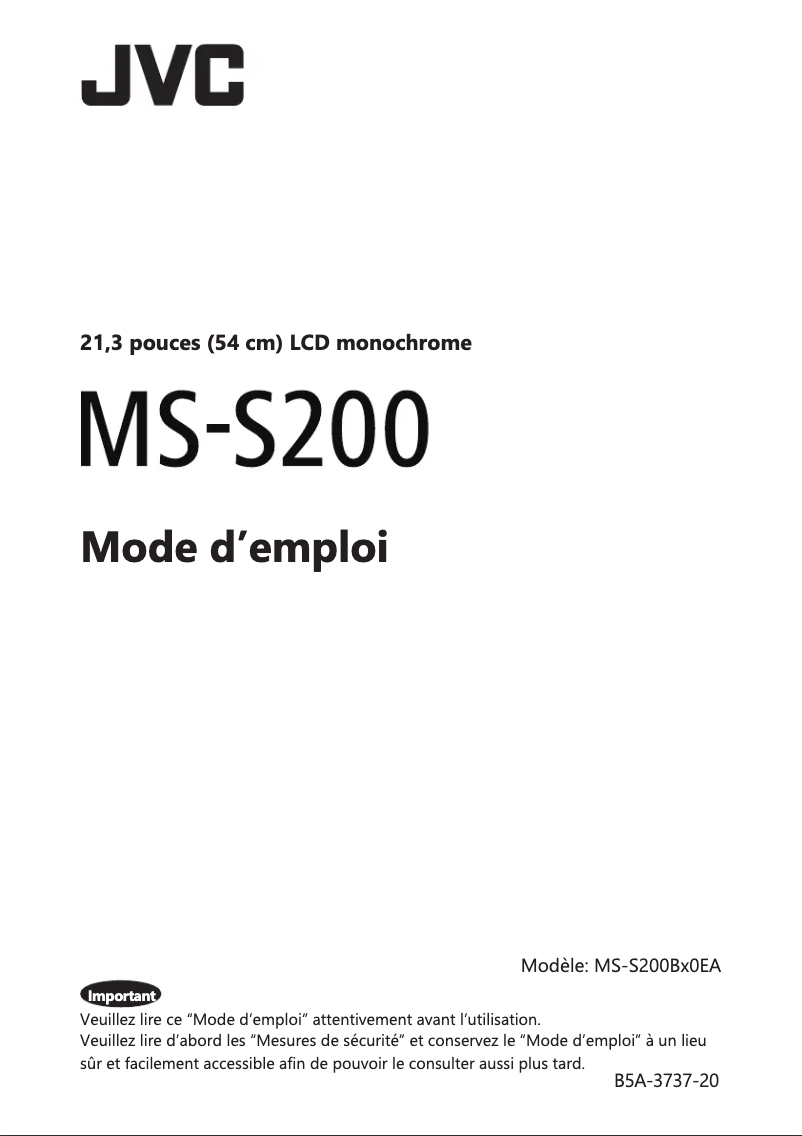 Page 1 de la notice Manuel utilisateur JVC MS-S200