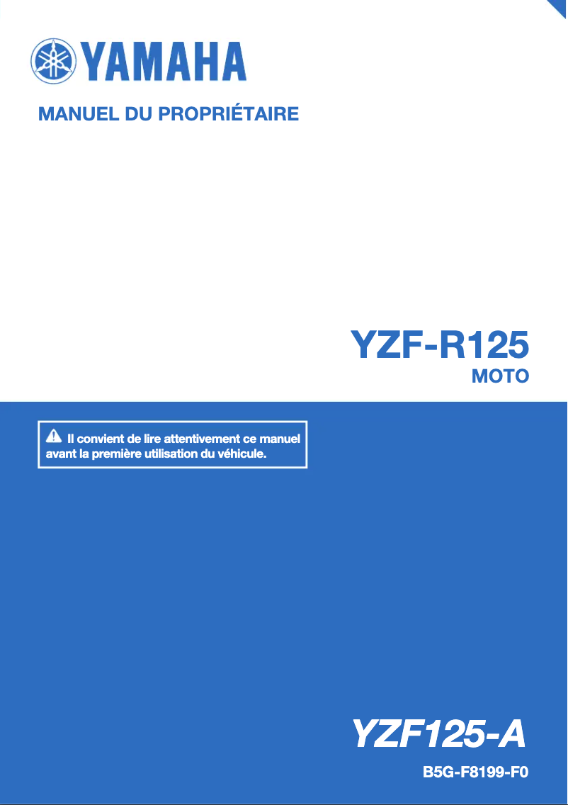 Page 1 de la notice Manuel utilisateur Yamaha YZF-R125 (2019)