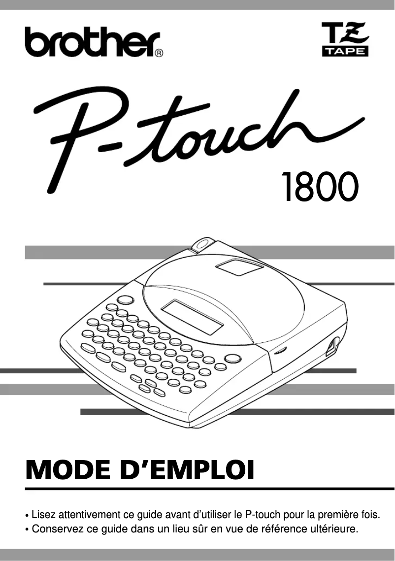 Image de la première page du manuel de l'appareil P-touch PT-1800