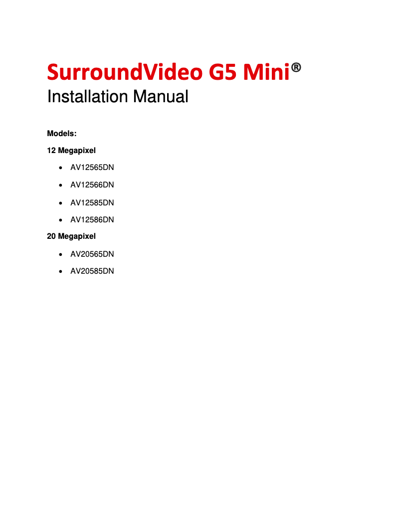 Page 1 de la notice Manuel utilisateur Arecont Vision AV20585DN