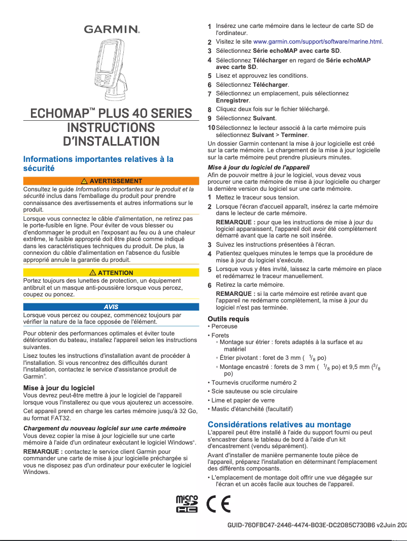 Image de la première page du manuel de l'appareil echoMAP Plus 43cv