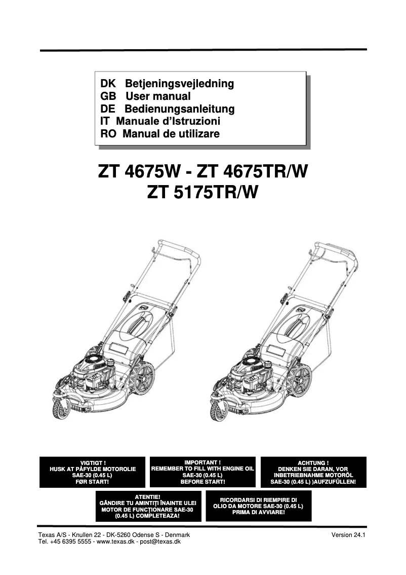 Page 1 de la notice Manuel utilisateur Texas ZT 5175TR/W