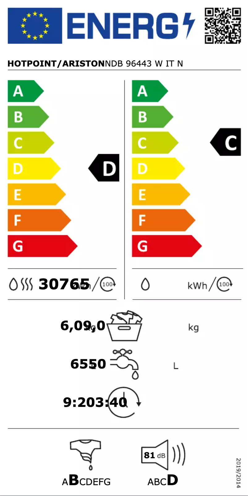 Page n°1 - Manuel utilisateur Hotpoint NDB 96443 W IT N