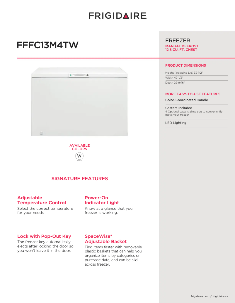 Page 1 de la notice Manuel utilisateur Frigidaire FFFC13M4T