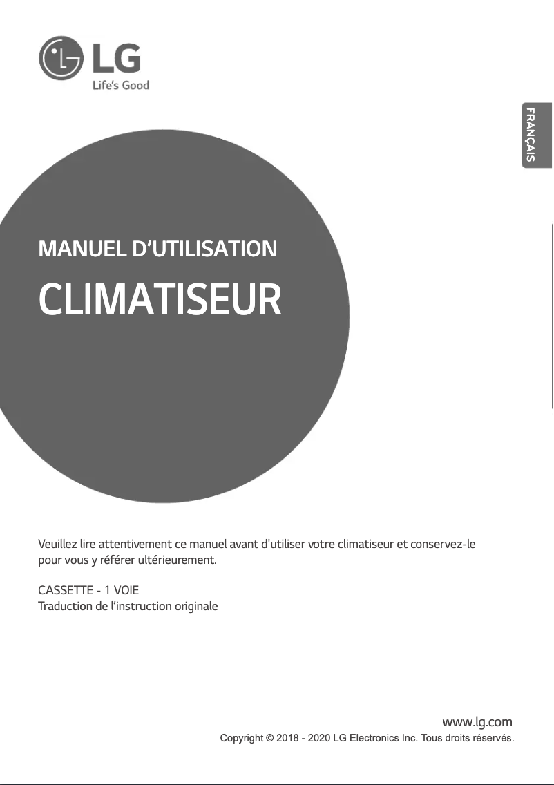 Page 1 de la notice Manuel utilisateur LG ARNU12GTUB4