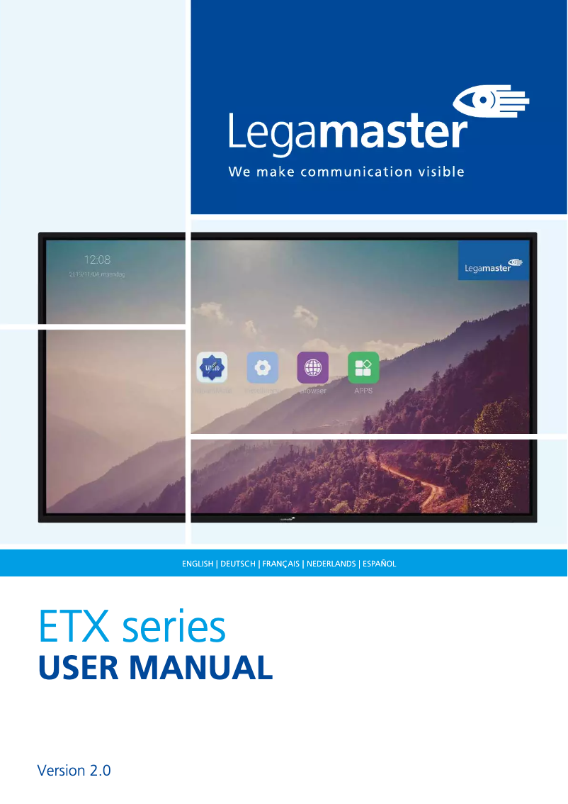 Page n°1 - Manuel utilisateur Legamaster ETX-8620-PLUS