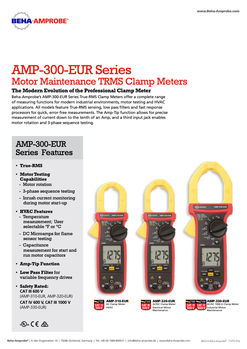 Page n°1 - Fiche technique Beha-Amprobe AMP-310-EUR