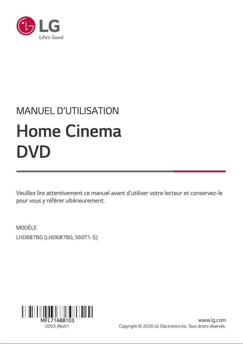 Page n°1 - Manuel utilisateur LG LHD687BG