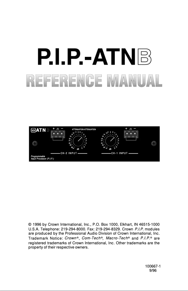 Image de la première page du manuel de l'appareil P.I.P.-ATNb