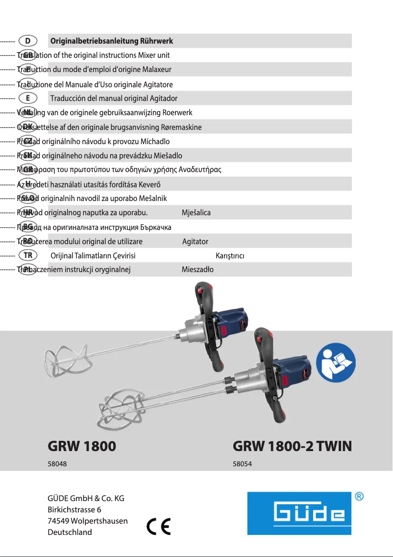 Page n°1 - Manuel utilisateur Güde GRW 1800-2 TWIN
