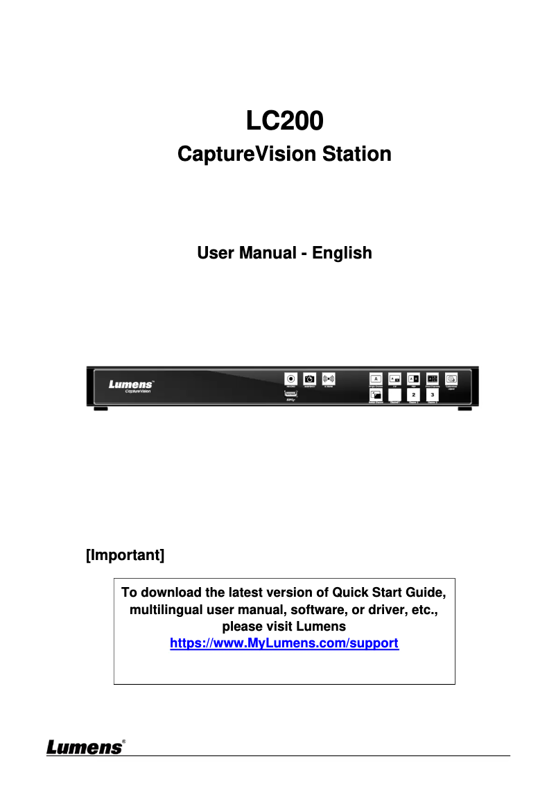 Page 1 de la notice Manuel utilisateur Lumens LC200