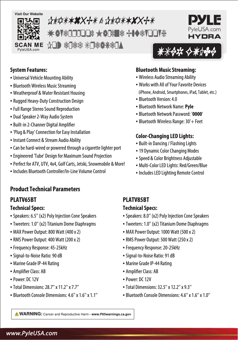 Page n°1 - Manuel utilisateur Pyle PLATV85BT