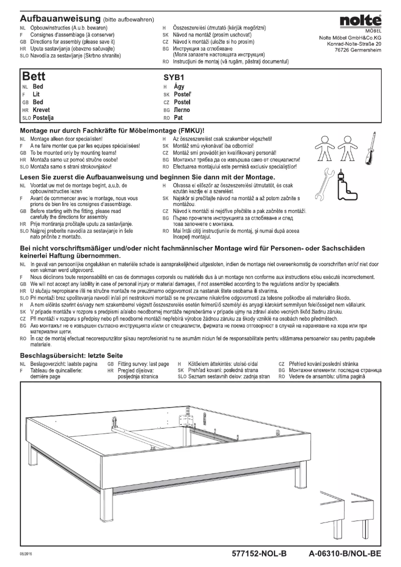 Page 1 de la notice Manuel utilisateur Nolte Sonyo