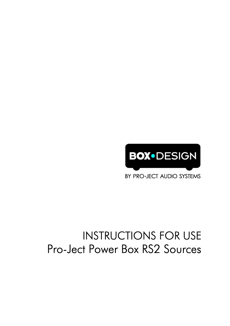 Page 1 de la notice Manuel utilisateur Pro-Ject Power Box RS2 Sources