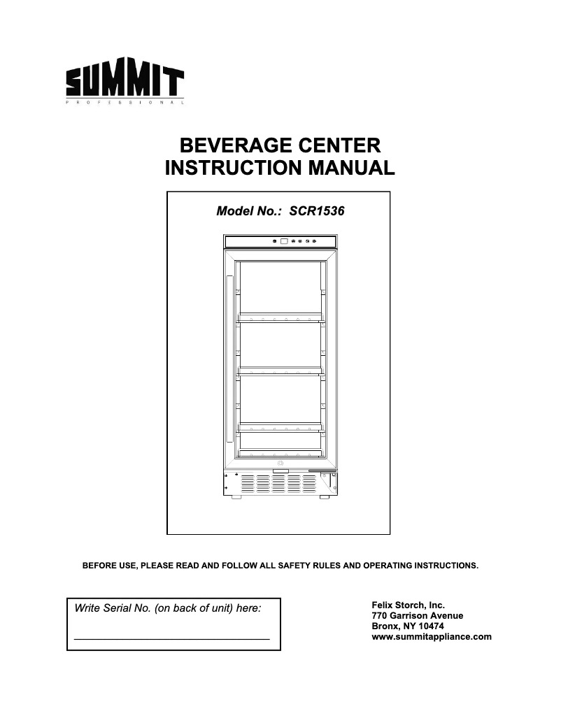 Page 1 de la notice Manuel utilisateur Summit SCR1536