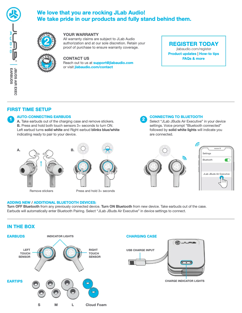 Image de la première page du manuel de l'appareil JBuds Air Exec