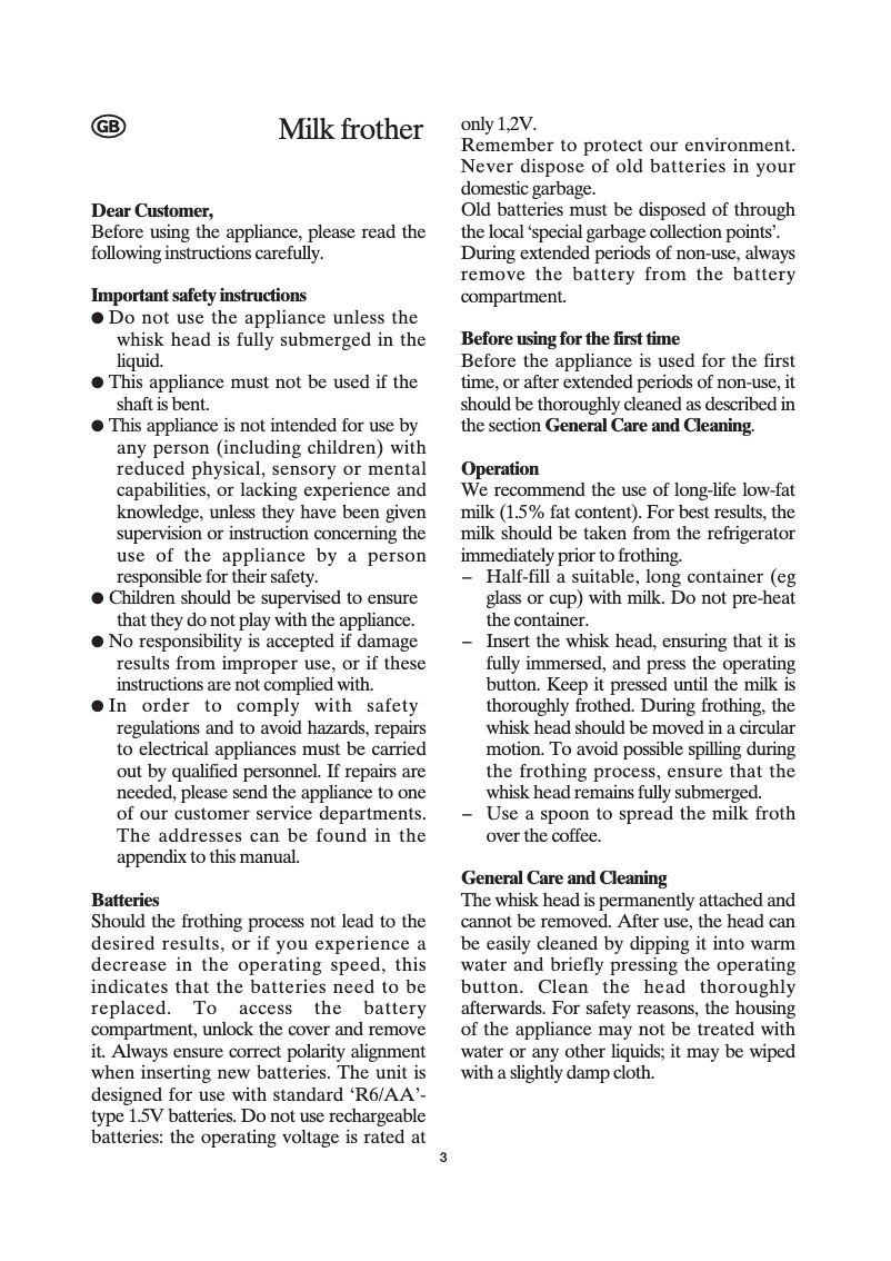 Page n°1 - Manuel utilisateur Severin SM9668