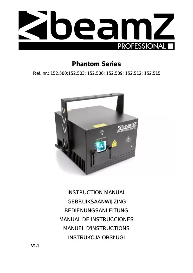 Page n°1 - Manuel utilisateur BeamZ The Phantom 1000
