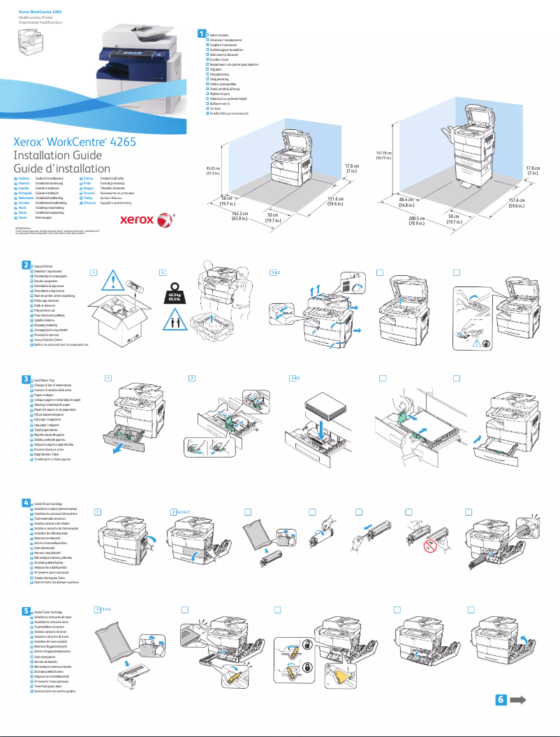 Page 1 de la notice Guide d'installation Xerox WorkCentre 4265