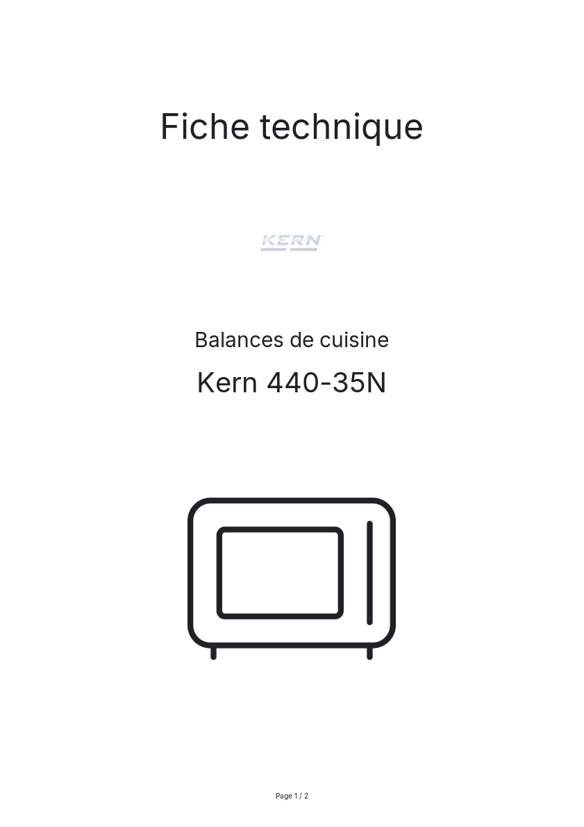 Page n°1 - Fiche technique Kern 440-35N