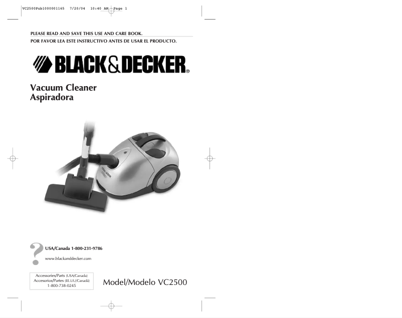 Page n°1 - Manuel utilisateur Black & Decker VC2500