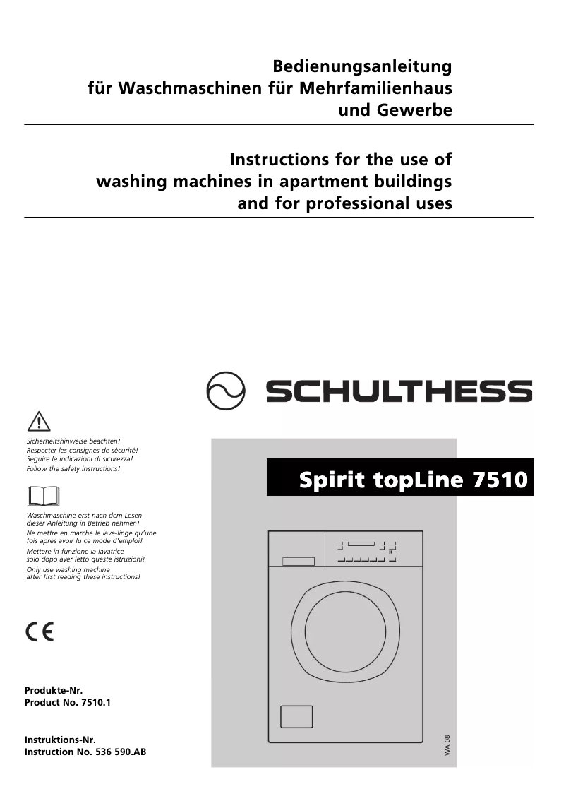 Page 1 de la notice Manuel utilisateur Schulthess Spirit TopLine 7510