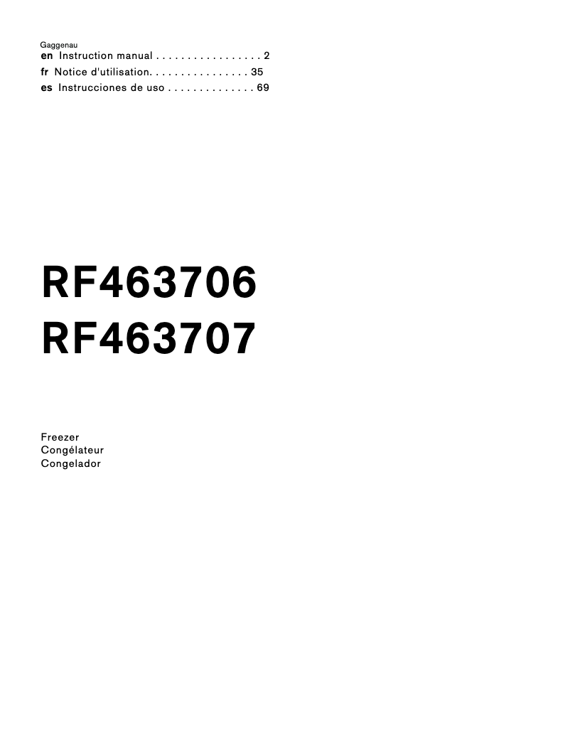 Page 1 de la notice Manuel utilisateur Gaggenau RF463706