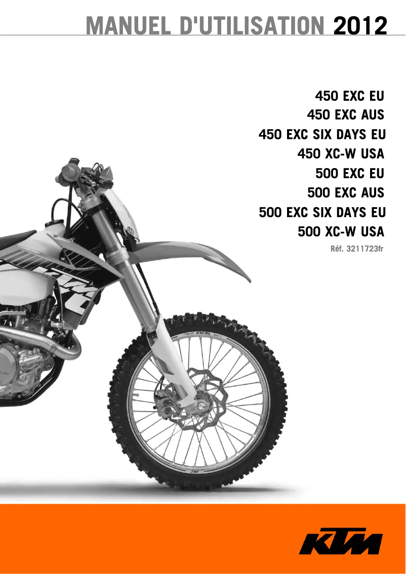 Page 1 de la notice Manuel utilisateur KTM 450 EXC Six Days (2012)