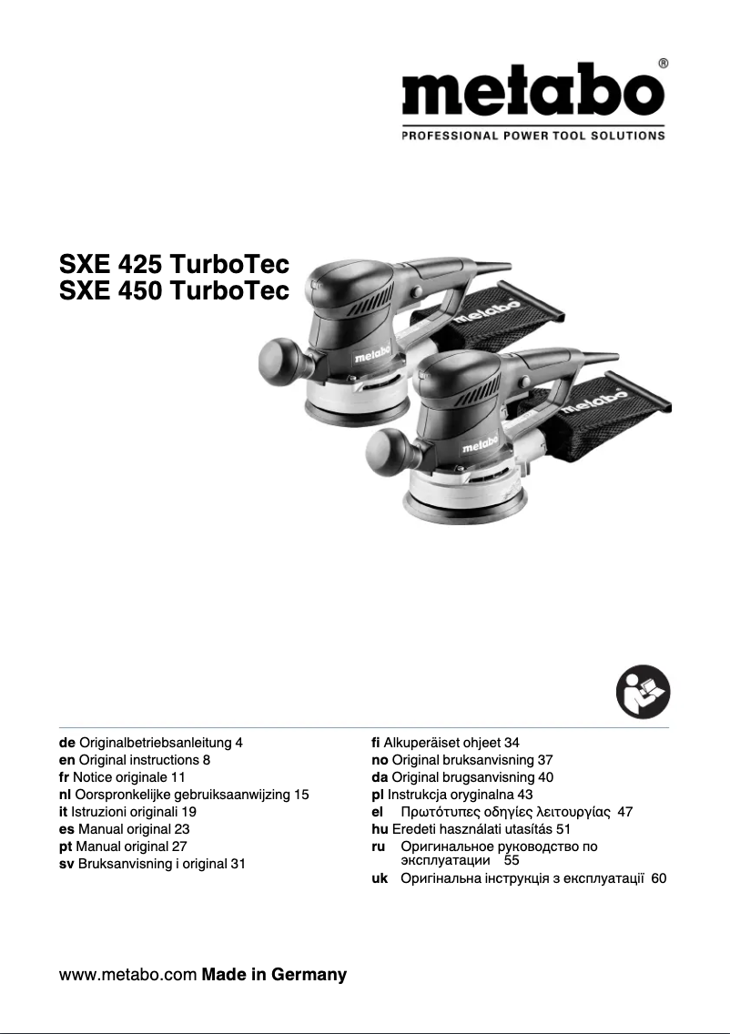 Página 1 del manual Manual de usuario Metabo SXE 450 TurboTec